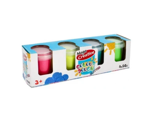 Masa plastyczna 4 kolory Brokatowa Colour Dough Mega Creative_61984