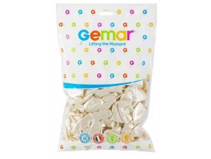 Balony metalczne 26cm 100szt Perłowe Białe Gemar