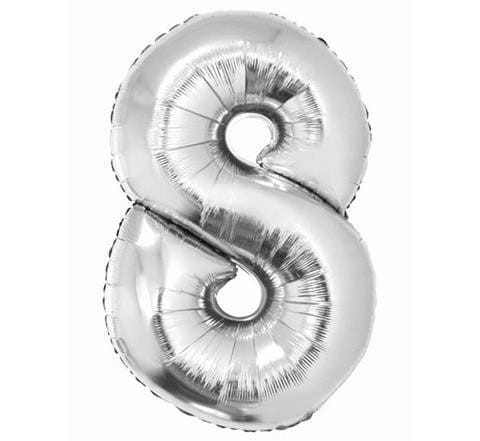 Balon Foliowy Cyfra 8 92cm Srebrna_53164