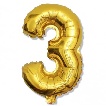 Balon Foliowy Cyfra 3 92cm Złota_47232