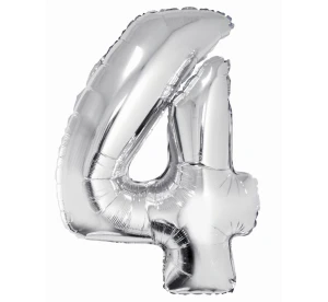 Balon foliowy srebeny 92cm Cyfra "4" Godan