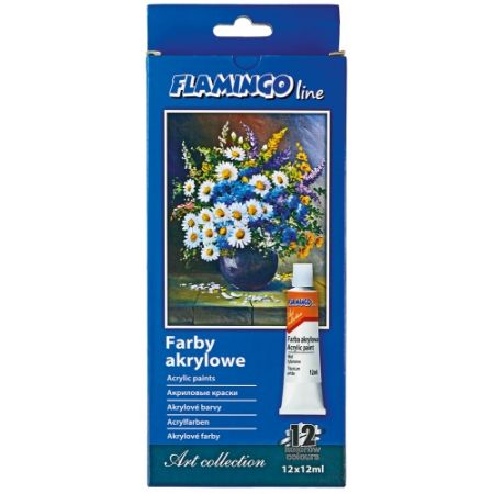 Farby akrylowe 12kol 12ml tuba Flamingo line Titanum_62371