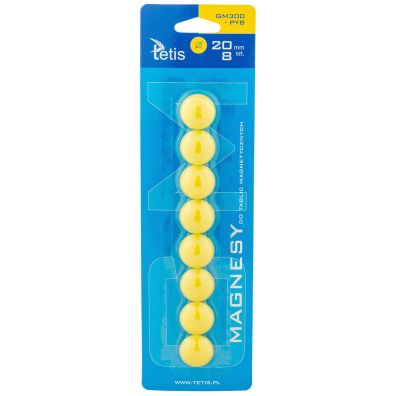Magnesy do tablic 20mm 8szt żółte GM300-PY Tetis_62824