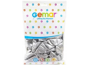 Balony 26cm 100szt Srebrne Gemar