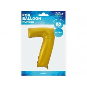 Balon Foliowy Cyfra 7 92cm Złoty Matowy