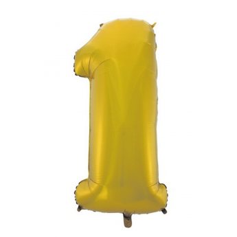 Balon Foliowy Cyfra 1 92cm Złota Matowa_43346