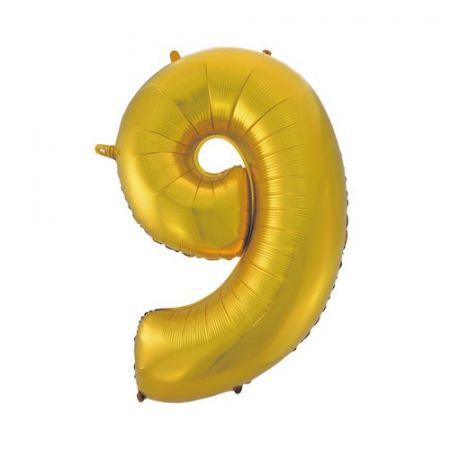 Balon Foliowy Cyfra 9 92cm Złota matowa_53146