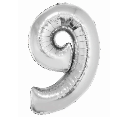 Balon Foliowy Cyfra 9 92cm Srebrna_50803
