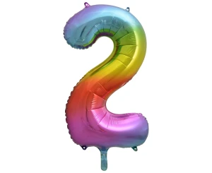 Balon Foliowy Cyfra 2 85cm Tęczowy
