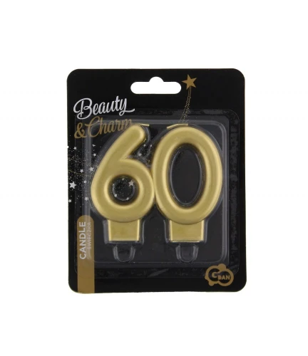 Świeca urodzinowa złota cyfra 60 8cm Godan
_64138