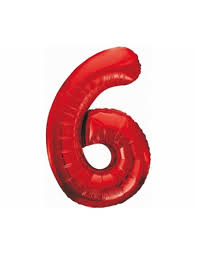 Balon Foliowy Cyfra 6 85cm Czerwony