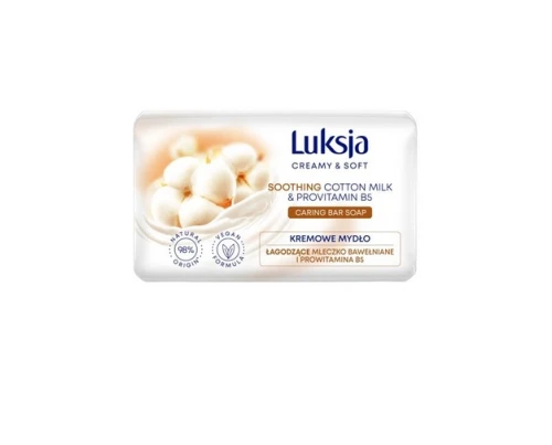 Kremowe mydło w kostce Mleczko bawełniane i Prowitamina B5 90g Luksja Creamy & Soft_66875