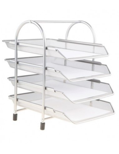 Szuflada na dokumenty 4szt siatkowa metal srebrna Tres_67239