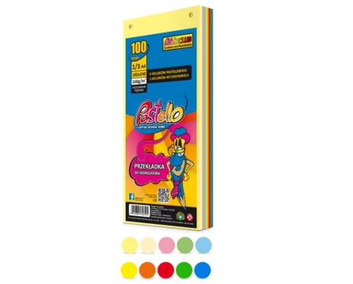 Przekładka 1/3 A4 mix 10 kolorów Pastello_67457