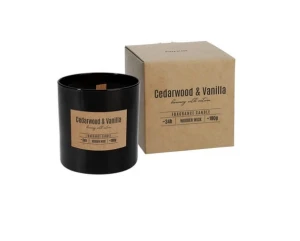 Świeca zapachowa z drewnianym knotem Drzewo Cedrowe & Wanilia 34h SN82-095-81 Bispol