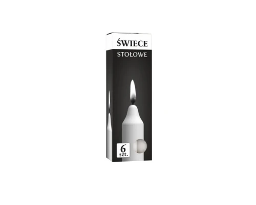 Świeca stołowa walec 19cm Biała 6h S1-66 Bispol_67877