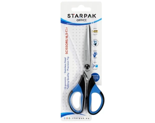 Nożyczki metalowe z gumową rączką 16,5cm Starpak _79121