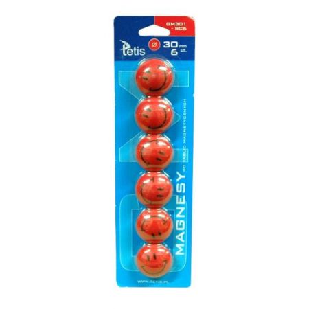 Magnesy do tablic czerwone buźki 30mm 6szt Tetis_70049