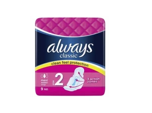Podpaski higieniczne ze skrzydełkami 9szt Maxi Always Classic