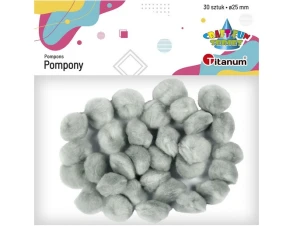 Pompony dekoracyjne szare 30szt 2,5cm Titanum