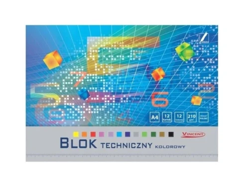 Blok Techniczny A4 kolorowy 210g Kreska_70768