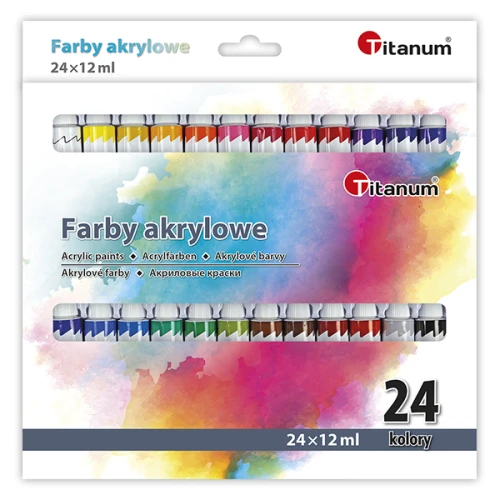 Farby akrylowe 24szt 12ml tuba Titanum_71740