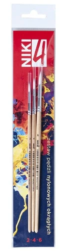Pędzle nylonowe okrągłe 2+4+6 zestaw Niki4 Koh-I-Noor_72145