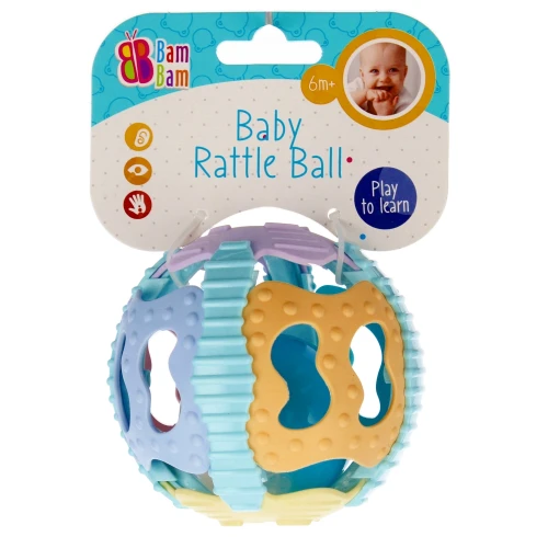 Gumowa kula grzechotka 6m+ Pastel Bam Bam_72255