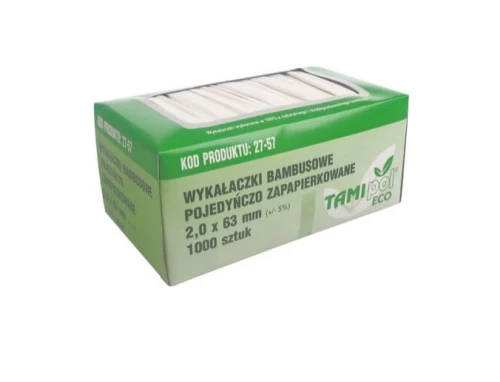 Wykałaczki drewniane pakowane osobno zapapierkowane 1000 sztuk Tamipol<br />
_72302