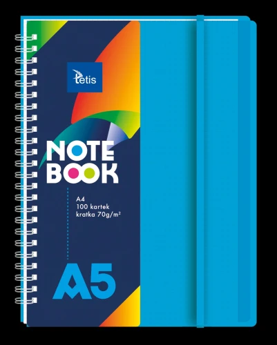Kołonotatnik A5 100k 70g z gumką niebieski PP Tetis_72452