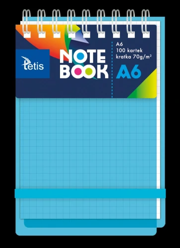 Kołonotatnik A6 100k 70g z gumką niebieski PP Tetis_72454