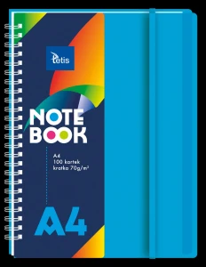 Kołonotatnik A4 100k 70g z gumką niebieski PP Tetis