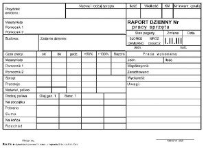 Raport Dzienny Pracy Sprzętu A5 BM-7/S Samokopia