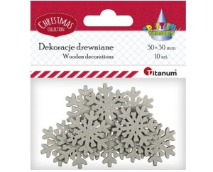 Dekoracje drewniane Srebrne śnieżynki 10szt 486034 Titanum