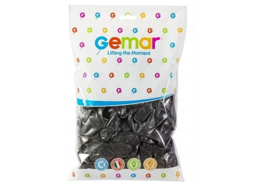 Balony metaliczne 26cm 100szt Czarne Gemar_82177