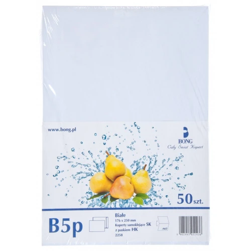 Koperta Biała B5 HK 500 szt.  z Paskiem Bong _34157
