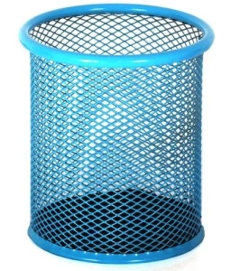 Pojemnik na długopisy niebieski siatkowy okrągły Leviatan