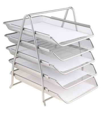 Szuflada na dokumenty  5szt. siatkowa metal Tres srebrna 5A_26159