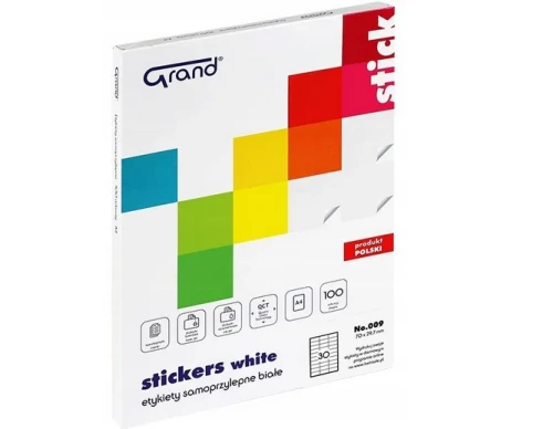 Etykiety samoprzylepne A4 70x29,7mm 100ark 30et 009 Grand_76064
