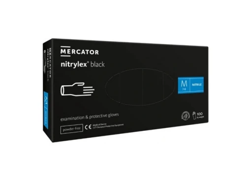 Rękawice nitrylowe bezpudrowe M czarne 100 szt. Mercator Medical  _76100