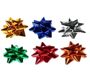 Rozetka wstążka gwiazdka do prezentów 20cm Metaliczne kolory MIX 24 szt.