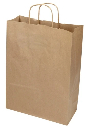 Torba papierowa z uchem skręcana szara 240x100x320mm TPAS05 Bong_76157