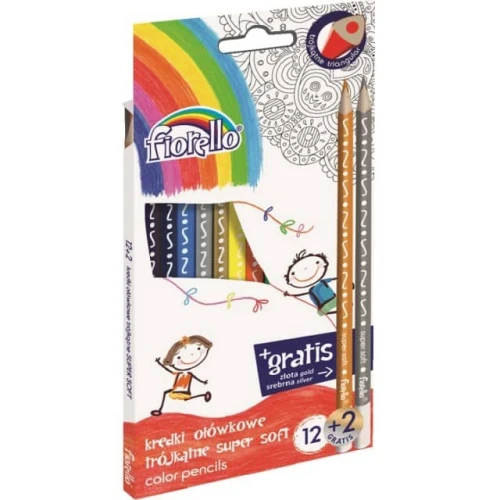 Kredki ołówkowe trójkąne 14kol. Super Soft Fiorello_52643