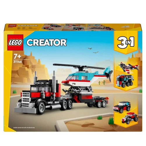 Klocki Lego Creator 3w1 7+ Ciężarówka z platformą i helikopterem 31146 _76500