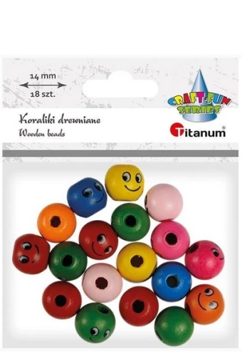 Koraliki drewniane z twarzą 14mm 18szt 484114 Titanum_76691