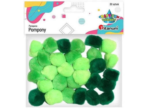 Pompony dekoracyjne zielone małe mini 25mm 30szt 283065 Titanum_76756