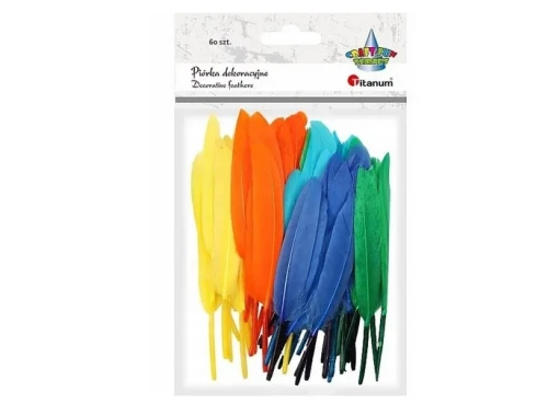 Piórka dekoracyjne 12cm mix kolorów 60szt 338582 Titanum_34619
