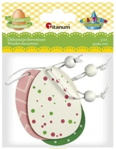 Zawieszki drewniane pisanki 3szt. 494411 Titanum_76952