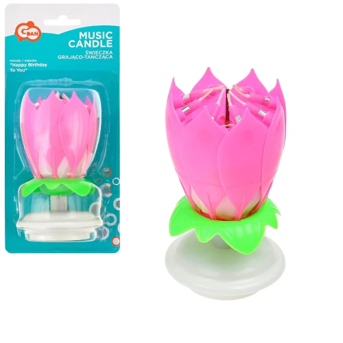 Świeczka grająco-tańcząca różowa Godan_77008