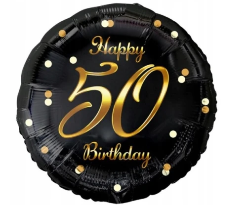 Balon foliowy "Happy Birthday 50 czarno-złoty 18” 46cm Godan_77085